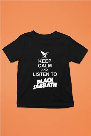 Black Sabbath Keep Calm And Listen To Black Sabbath Siyah Unisex Çocuk Tişört