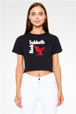 Black Sabbath Siyah  Crop Top Tişört