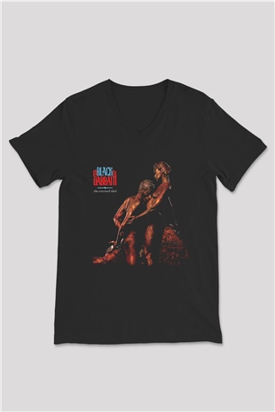 Black Sabbath Siyah Unisex V Yaka Tişört T-Shirt