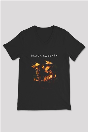 Black Sabbath Siyah Unisex V Yaka Tişört T-Shirt