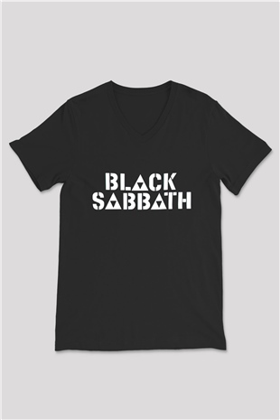 Black Sabbath Siyah Unisex V Yaka Tişört