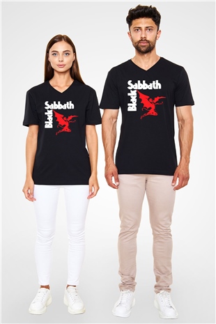 Black Sabbath Siyah Unisex V Yaka Tişört
