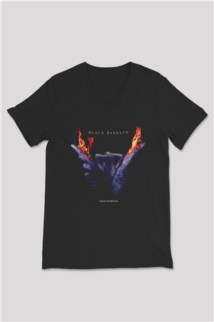 Black Sabbath Siyah Unisex V Yaka Tişört T-Shirt