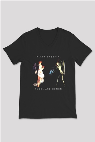 Black Sabbath Siyah Unisex V Yaka Tişört T-Shirt