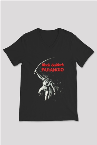 Black Sabbath Siyah Unisex V Yaka Tişört T-Shirt