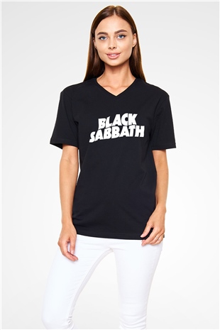 Black Sabbath Siyah Unisex V Yaka Tişört