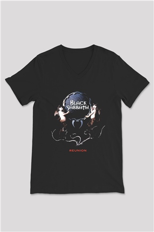 Black Sabbath Siyah Unisex V Yaka Tişört T-Shirt