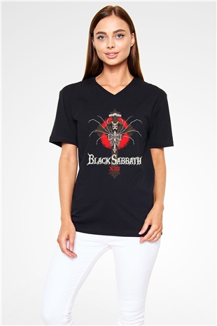 Black Sabbath Siyah Unisex V Yaka Tişört T-Shirt