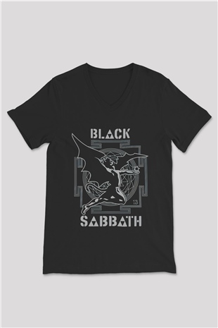 Black Sabbath Siyah Unisex V Yaka Tişört