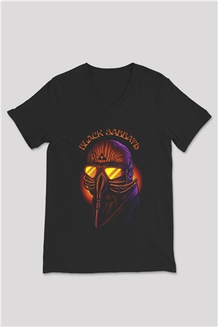 Black Sabbath Siyah Unisex V Yaka Tişört