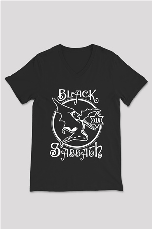Black Sabbath Siyah Unisex V Yaka Tişört