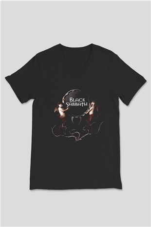 Black Sabbath Siyah Unisex V Yaka Tişört