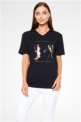 Black Sabbath Siyah Unisex V Yaka Tişört T-Shirt