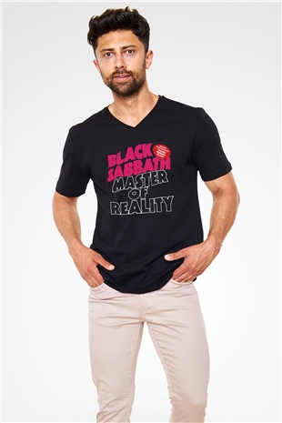 Black Sabbath Siyah Unisex V Yaka Tişört T-Shirt
