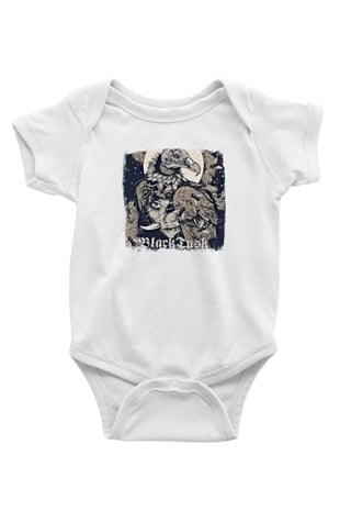 Black Tusk Baskılı Unisex Beyaz Bebek Body - Zıbın