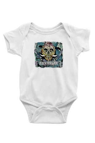 Black Tusk Baskılı Unisex Beyaz Bebek Body - Zıbın