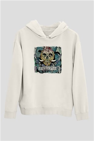 Black Tusk Baskılı Unisex Beyaz Hoodie