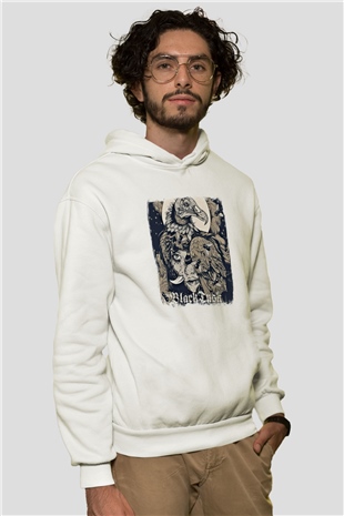 Black Tusk Baskılı Unisex Beyaz Hoodie