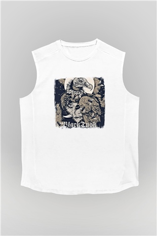 Black Tusk Baskılı Unisex Beyaz Kolsuz Tişört