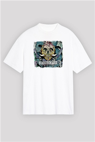 Black Tusk Baskılı Unisex Beyaz Oversize Tişört