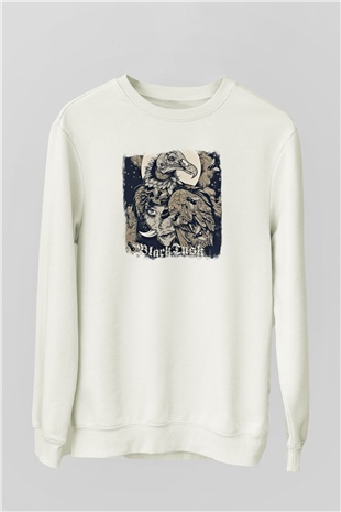 Black Tusk Baskılı Unisex Beyaz Sweatshirt