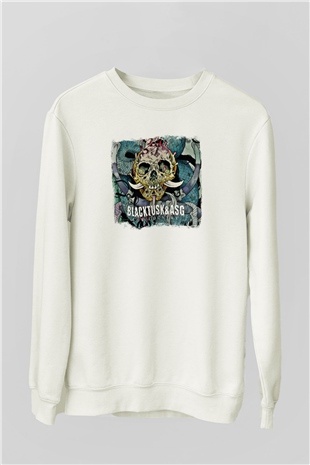 Black Tusk Baskılı Unisex Beyaz Sweatshirt