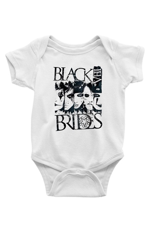 Black Veil Brides Baskılı Beyaz Unisex Bebek Body - Zıbın