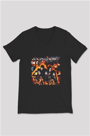 Black Veil Brides Baskılı Unisex Siyah V Yaka Tişört