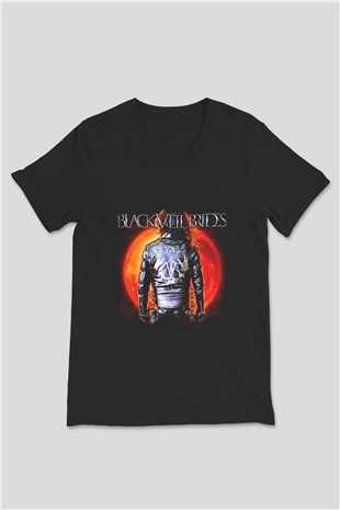 Black Veil Brides Baskılı Unisex Siyah V Yaka Tişört