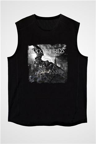 Black Veil Brides Baskılı Unisex Siyah Kolsuz Tişört
