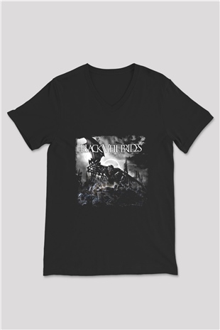 Black Veil Brides Baskılı Unisex Siyah V Yaka Tişört
