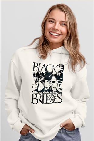 Black Veil Brides Beyaz Unisex Kapşonlu Sweatshirt
