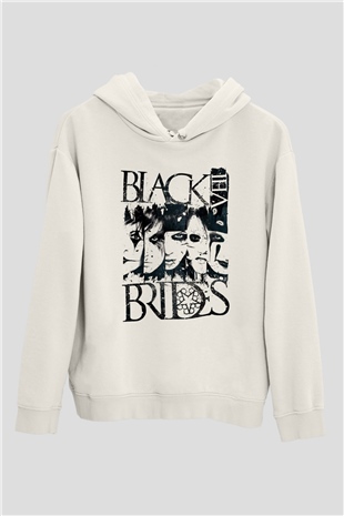 Black Veil Brides Beyaz Unisex Kapşonlu Sweatshirt