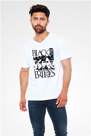 Black Veil Brides Beyaz Unisex V Yaka Tişört T-Shirt