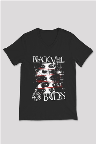 Black Veil Brides Siyah Unisex V Yaka Tişört T-Shirt