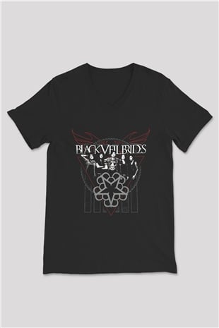 Black Veil Brides Siyah Unisex V Yaka Tişört T-Shirt
