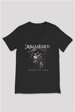 Black Veil Brides Siyah Unisex V Yaka Tişört T-Shirt