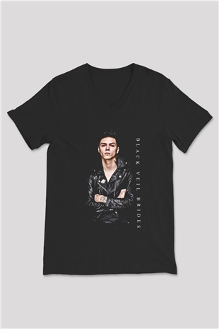 Black Veil Brides Siyah Unisex V Yaka Tişört T-Shirt