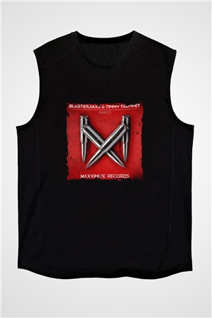 Blasterjaxx Baskılı Unisex Siyah Kolsuz Tişört
