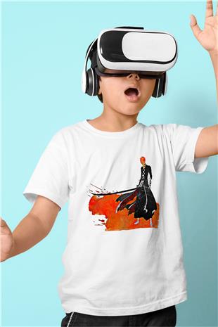 Bleach Baskılı Beyaz Unisex Beyaz Çocuk Tişört - Tshirt