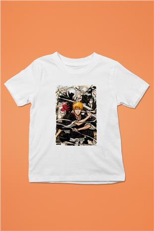 Bleach Baskılı Beyaz Unisex Beyaz Çocuk Tişört - Tshirt