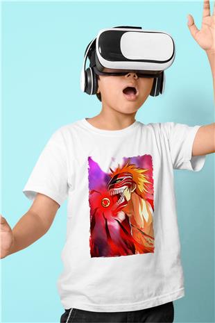 Bleach Baskılı Beyaz Unisex Beyaz Çocuk Tişört - Tshirt