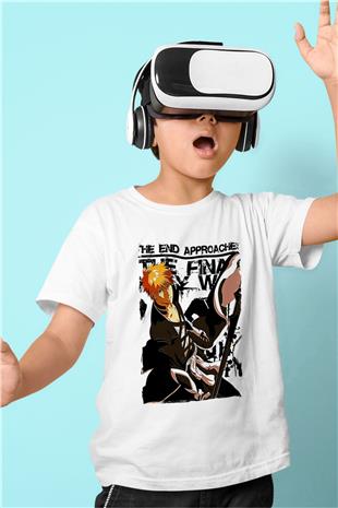 Bleach Baskılı Beyaz Unisex Beyaz Çocuk Tişört - Tshirt