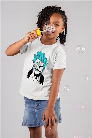 Bleach Baskılı Beyaz Unisex Beyaz Çocuk Tişört - Tshirt