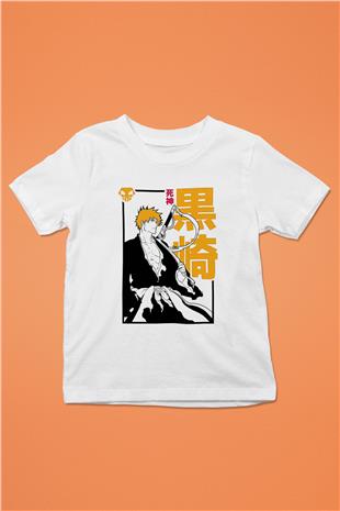 Bleach Baskılı Beyaz Unisex Beyaz Çocuk Tişört - Tshirt