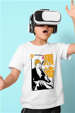 Bleach Baskılı Beyaz Unisex Beyaz Çocuk Tişört - Tshirt
