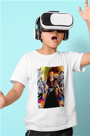 Bleach Baskılı Beyaz Unisex Beyaz Çocuk Tişört - Tshirt