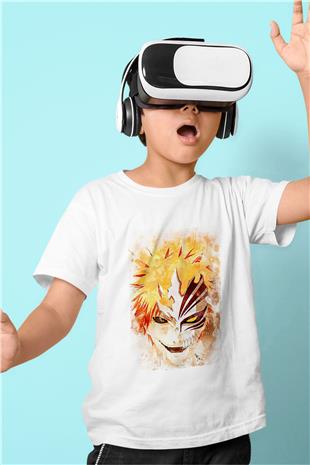 Bleach Baskılı Beyaz Unisex Beyaz Çocuk Tişört - Tshirt