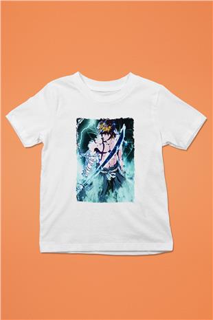 Bleach Baskılı Beyaz Unisex Beyaz Çocuk Tişört - Tshirt