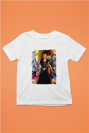 Bleach Baskılı Beyaz Unisex Beyaz Çocuk Tişört - Tshirt